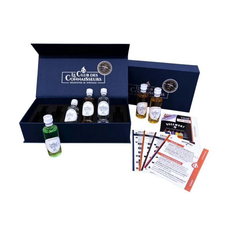 Coffrets dégustation Rosemont Le Club des Connaisseurs Rhum vieux Gin Rhum ananas Whisky de Montreal Rosastère
