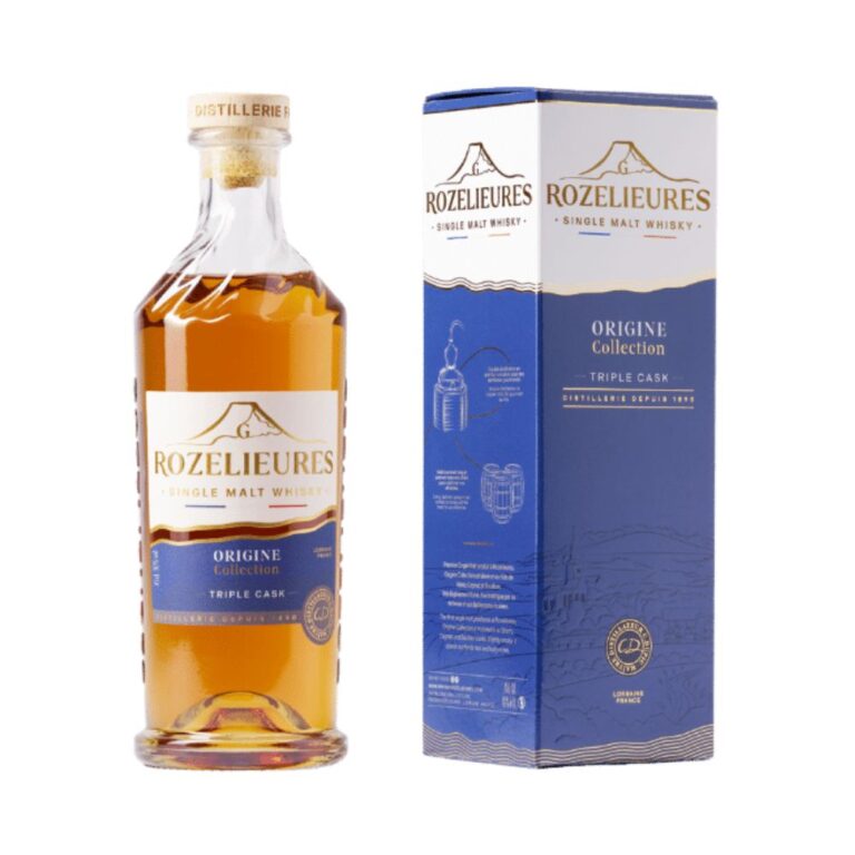 Packshot bouteille de whisky Rozelieures Origine Collection (70cl – 46%) avec étui sur fond blanc - Le club des connaisseurs