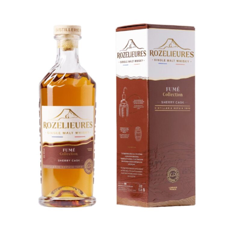 Packshot bouteille de whisky Rozelieures Fumé Collection (70cl – 46%) avec étui sur fond blanc - Le club des connaisseurs
