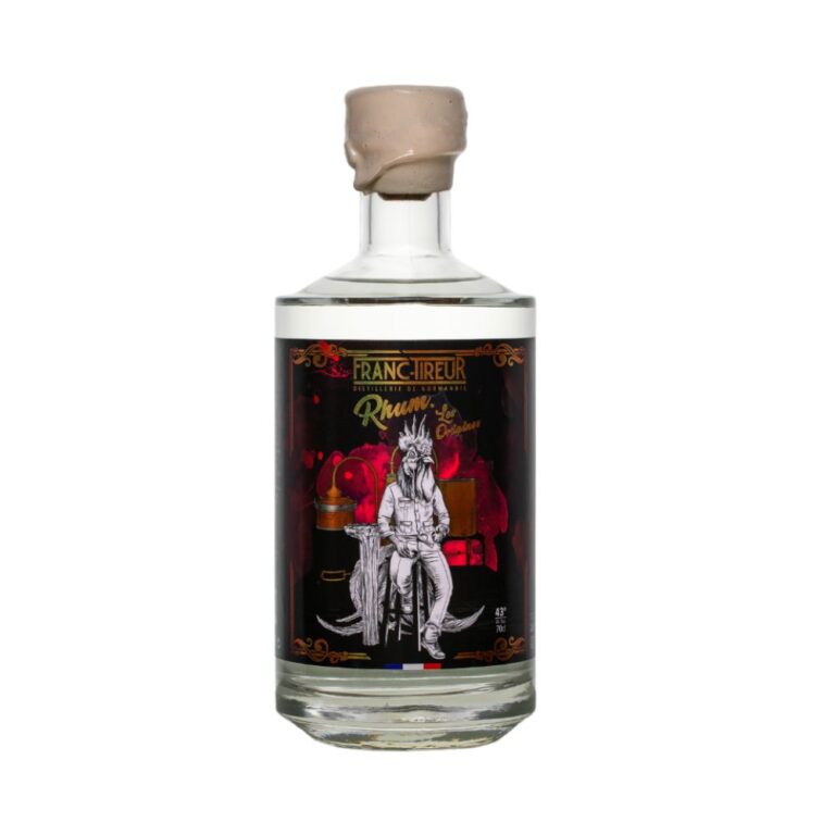 Packshot de la bouteille de rhum blanc les origines Franc Tireur sur fond blanc - Le club des connaisseurs
