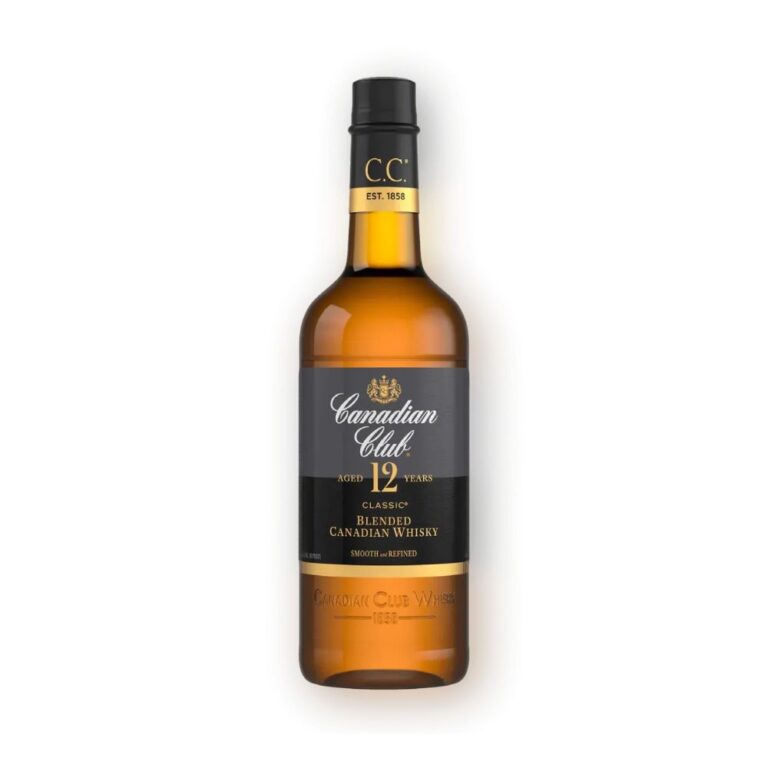Packshot bouteille de Canadian Club 12 ans Classic de 70cl sur fond blanc, Le club des connaisseurs