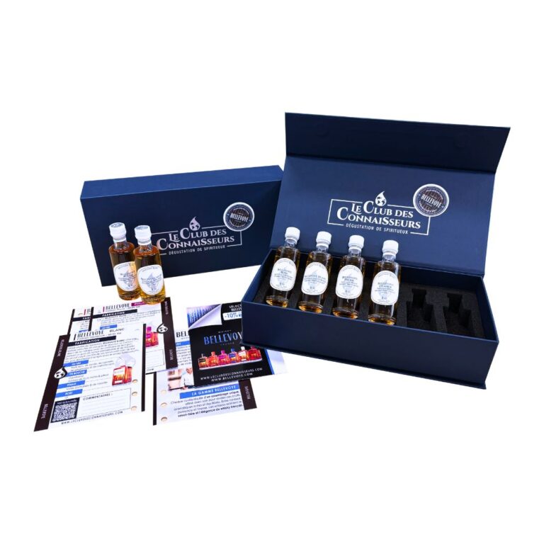 Coffret dégustation Whisky Bellevoye Triple Malt Le Club des Connaisseurs fioles à déguster idée cadeau