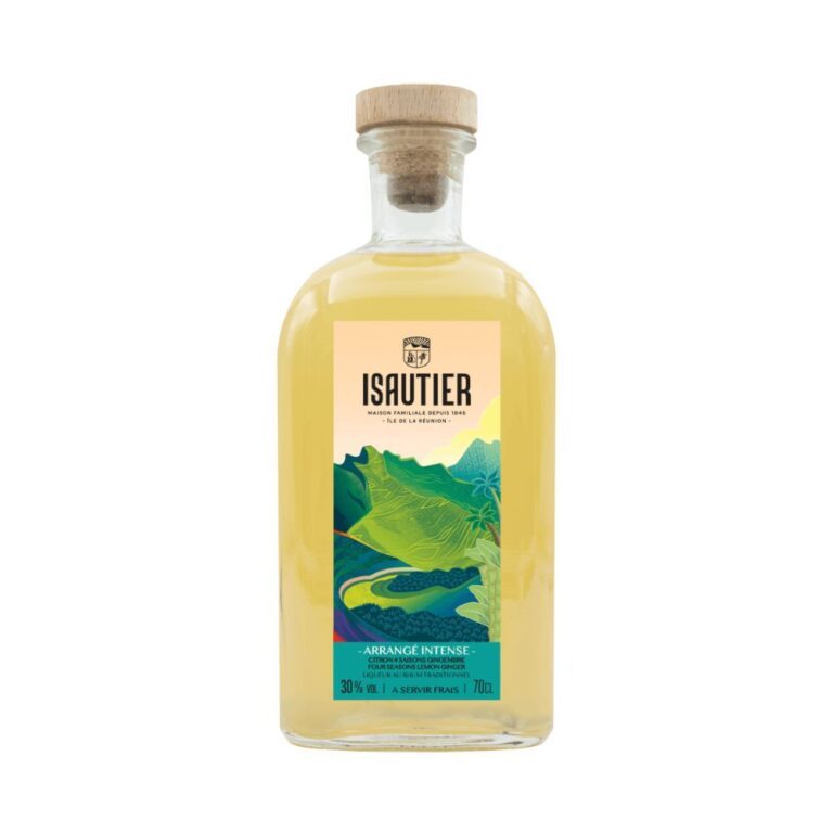 Packshot de la bouteille de rhum arrangé Intense Isautier - Citron gingembre - Le club des connaisseurs