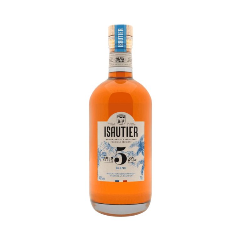 Packshot bouteille Isautier rhum vieux 5 ans sur fond blanc - Le club des connaisseurs