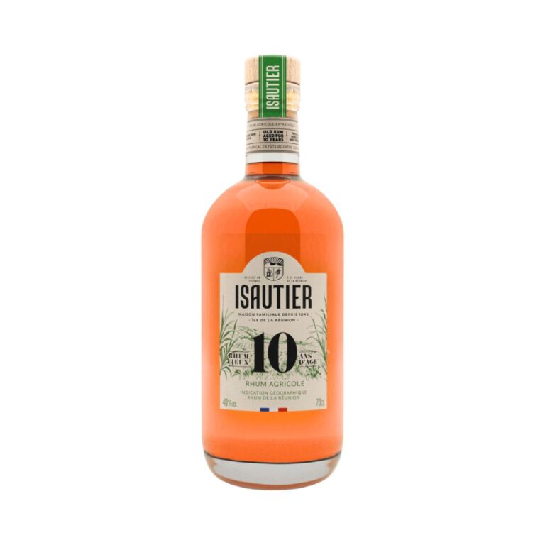 Packshot bouteille Isautier rhum vieux 10 ans sur fond blanc - Le club des connaisseurs
